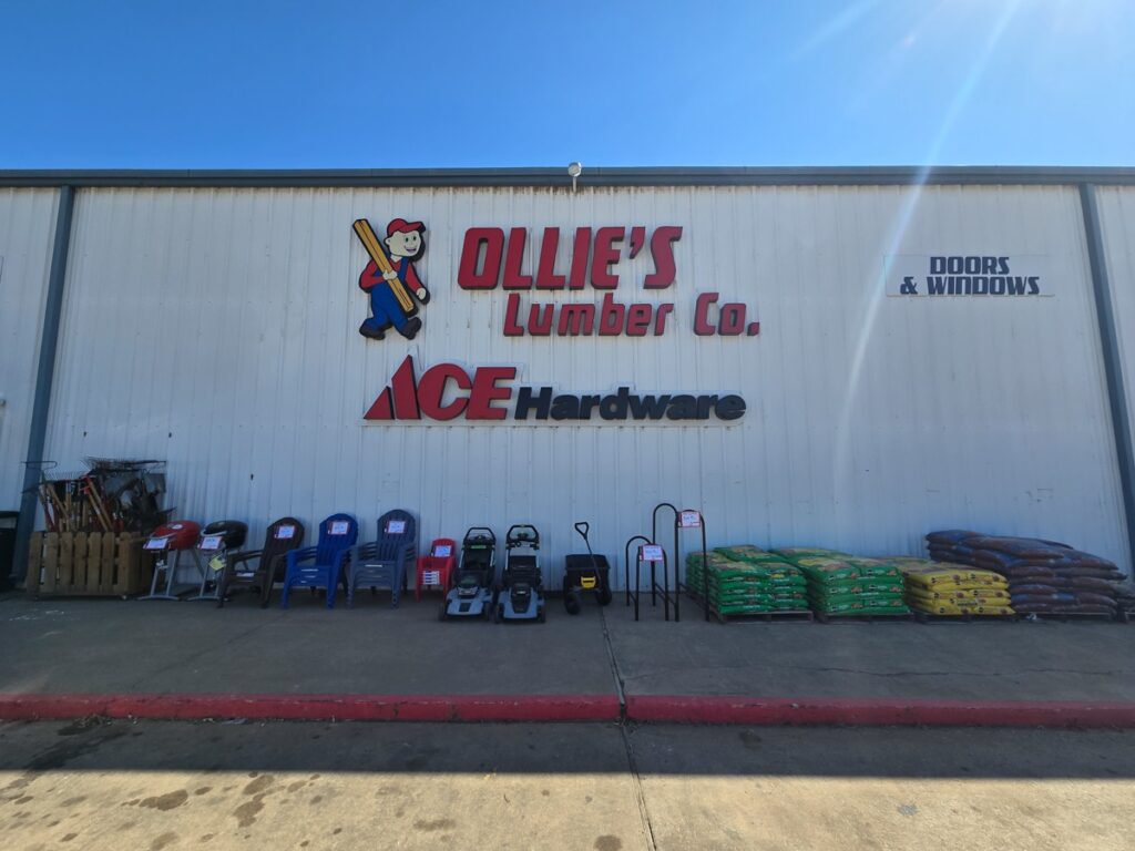 The exterior of Ollie's Lumber Company in Pocola and Poteau, Oklahoma.